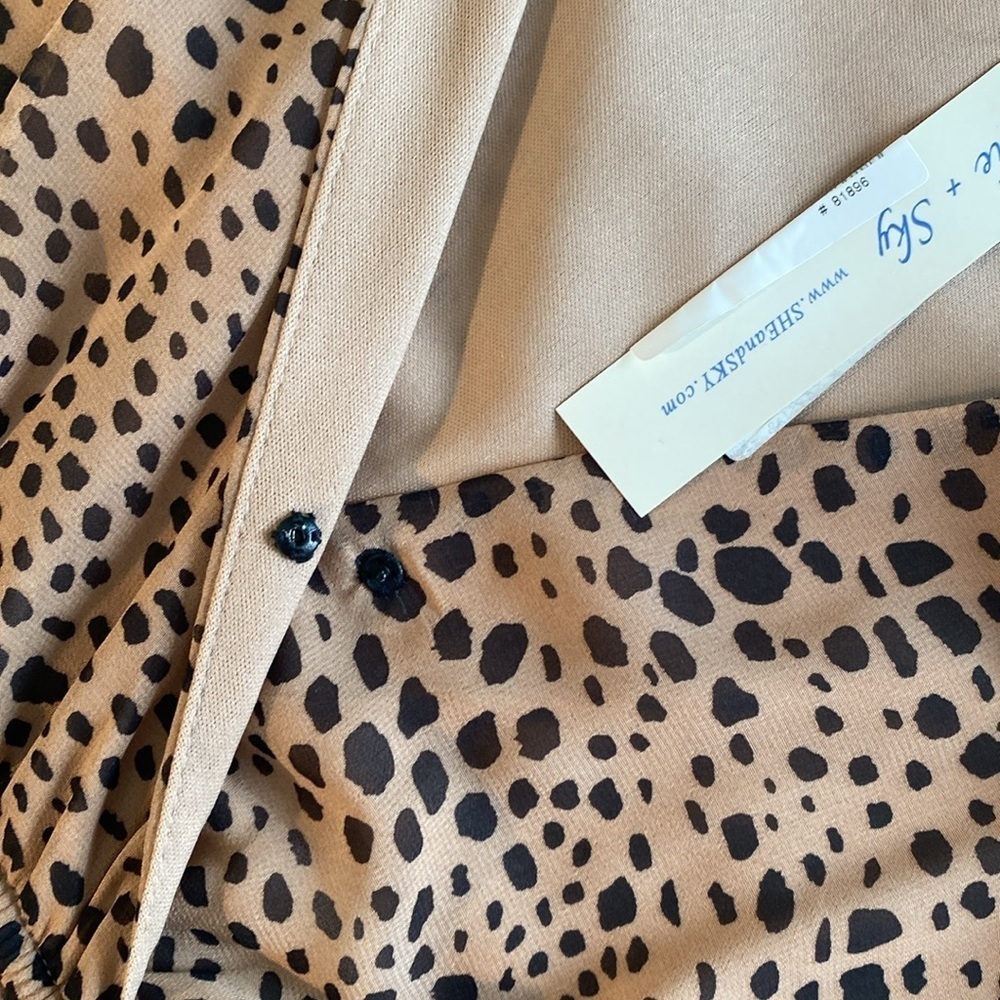Animal Print Dress She & Sky Pleated Midi Dress Size S NEW - Picture 12 of 12